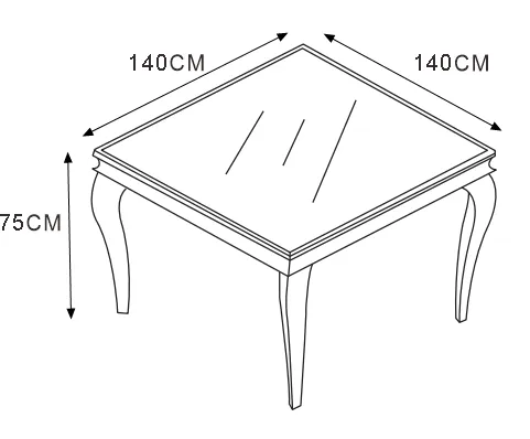 TABLE REPAS BAROQUE CARREE GOLD MARBRE BLANC 140x140x75cm