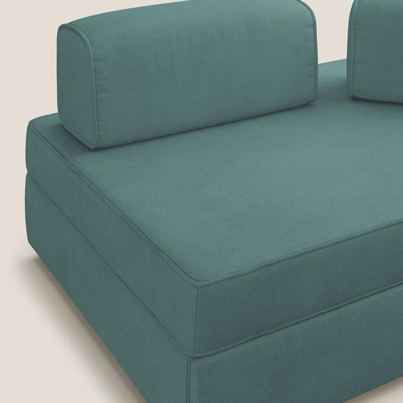 Liberty canapé avec pouf extractible et dossier amovible en tissu doux imperméable T02 bleu canard