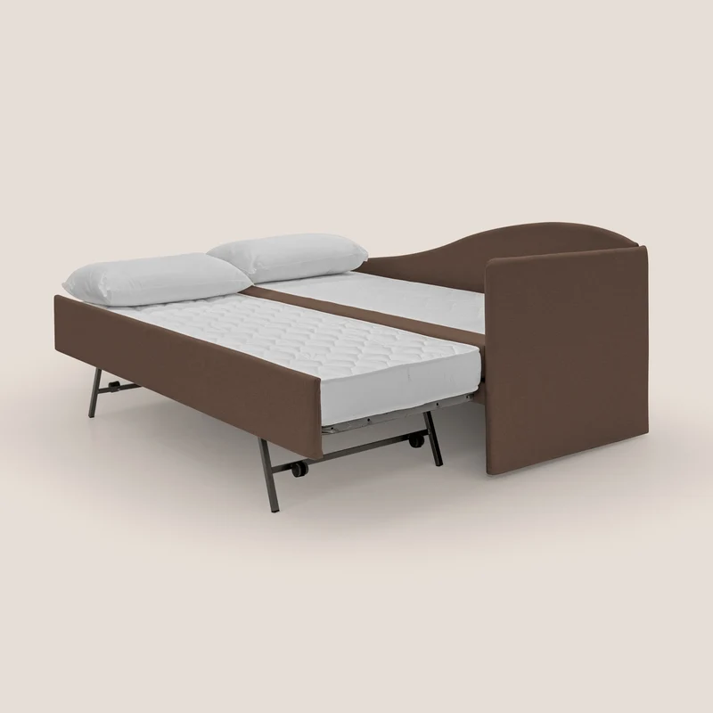 Nolo Canapé duplex avec lits jumeaux et tissu effet coton imperméable T13 marron