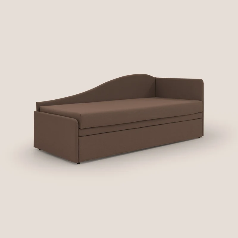 Nolo Canapé duplex avec lits jumeaux et tissu effet coton imperméable T13 marron