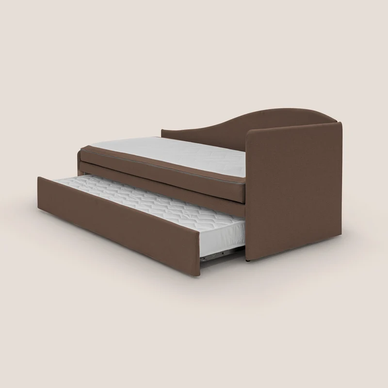 Nolo Canapé duplex avec lits jumeaux et tissu effet coton imperméable T13 marron