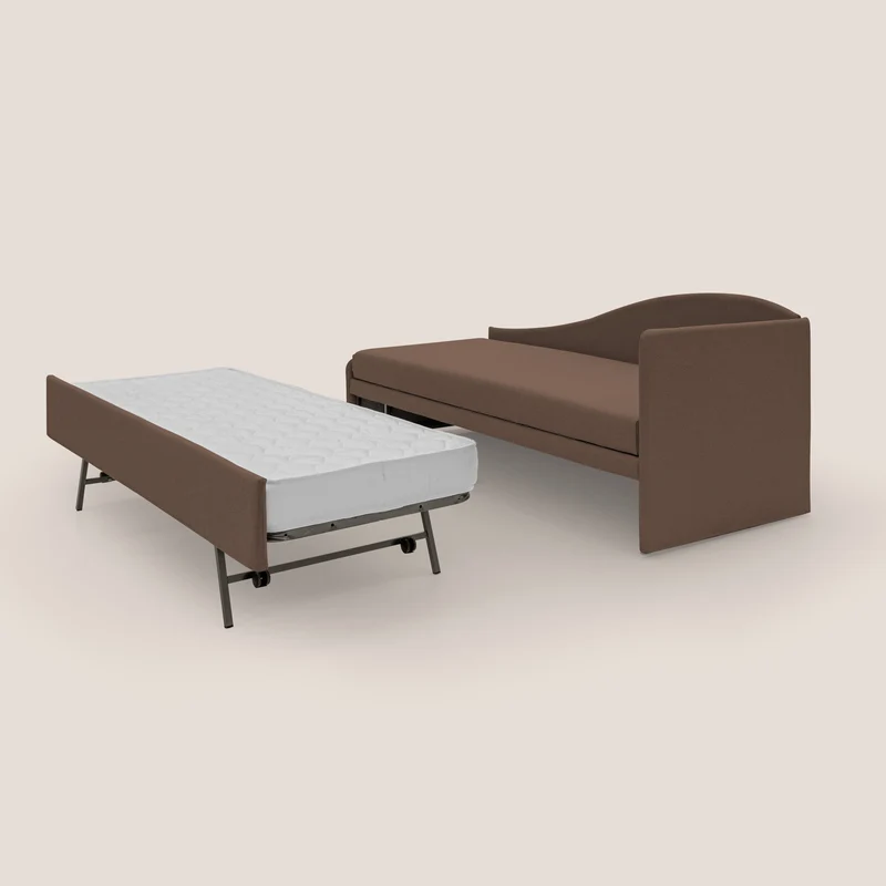 Nolo Canapé duplex avec lits jumeaux et tissu effet coton imperméable T13 marron