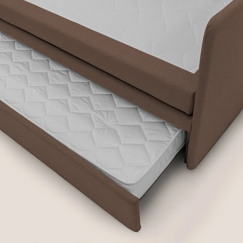 Nolo Canapé duplex avec lits jumeaux et tissu effet coton imperméable T13 marron