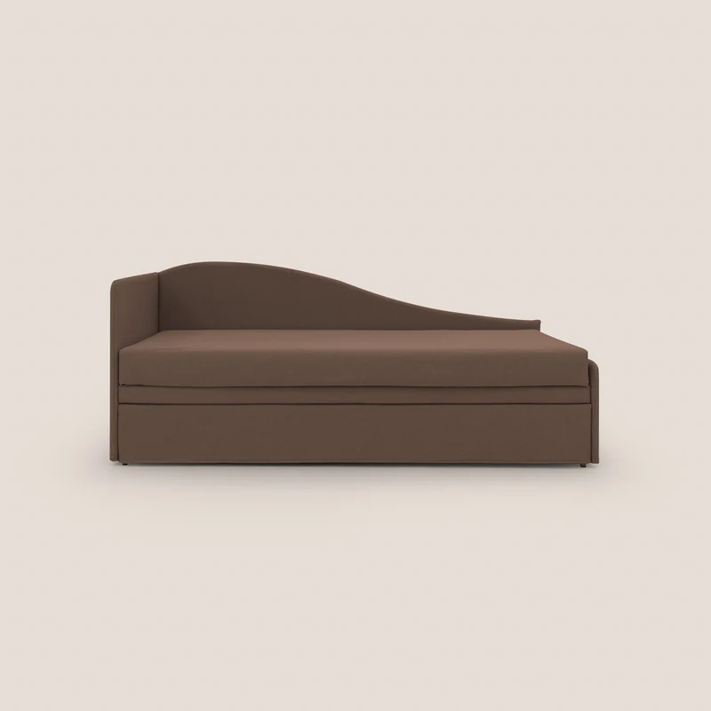 Nolo Canapé duplex avec lits jumeaux et tissu effet coton imperméable T13 marron