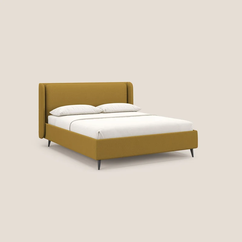 Nadine lit coffre de design et confort italien en tissu imperméable T19 jaune