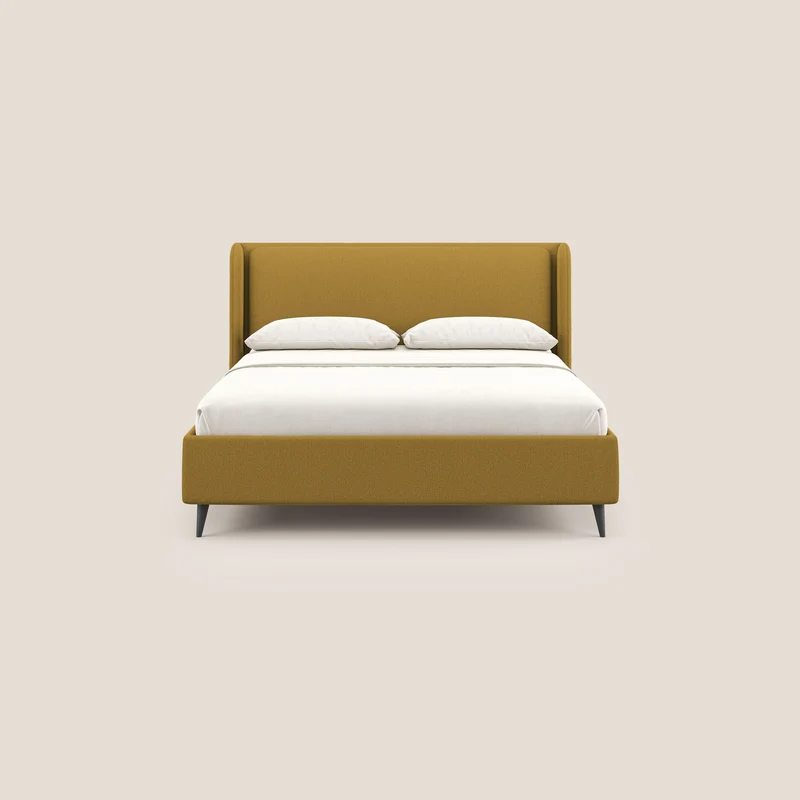 Nadine lit coffre de design et confort italien en tissu imperméable T19 jaune