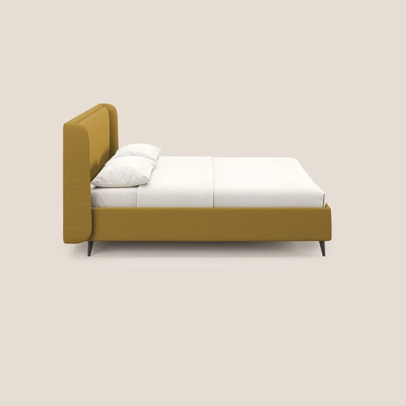Nadine lit coffre de design et confort italien en tissu imperméable T19 jaune