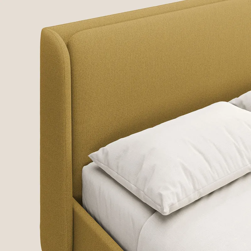 Nadine lit coffre de design et confort italien en tissu imperméable T19 jaune