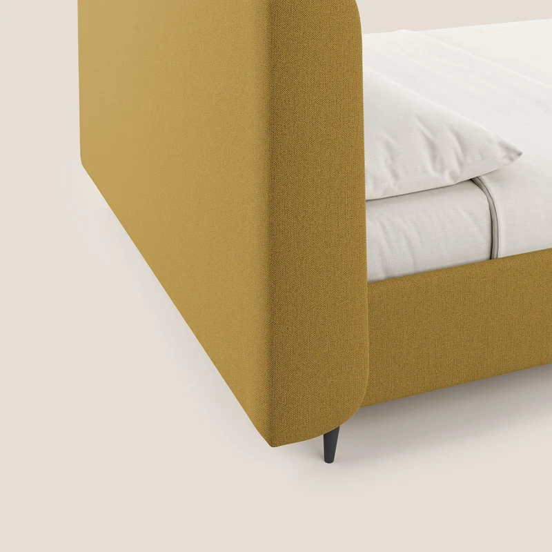 Nadine lit coffre de design et confort italien en tissu imperméable T19 jaune