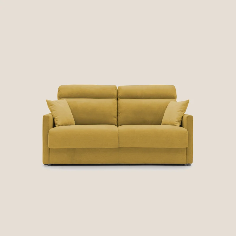Margot canapé convertible au dossier haut et moelleux en tissu doux imperméable T02 jaune