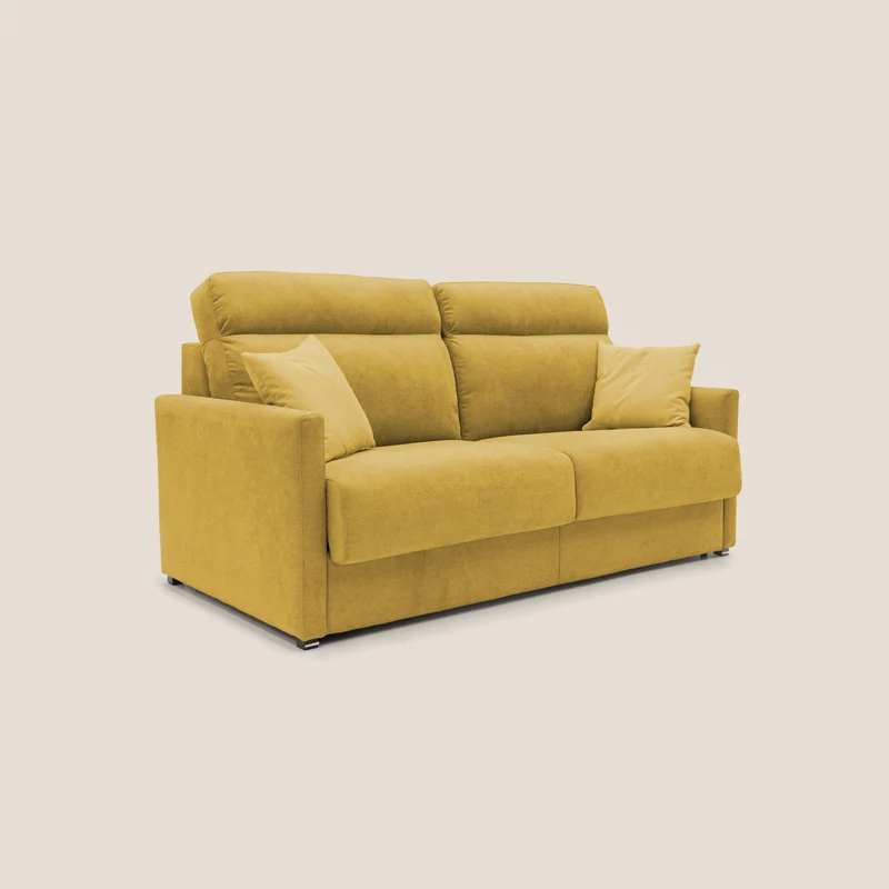 Margot canapé convertible au dossier haut et moelleux en tissu doux imperméable T02 jaune