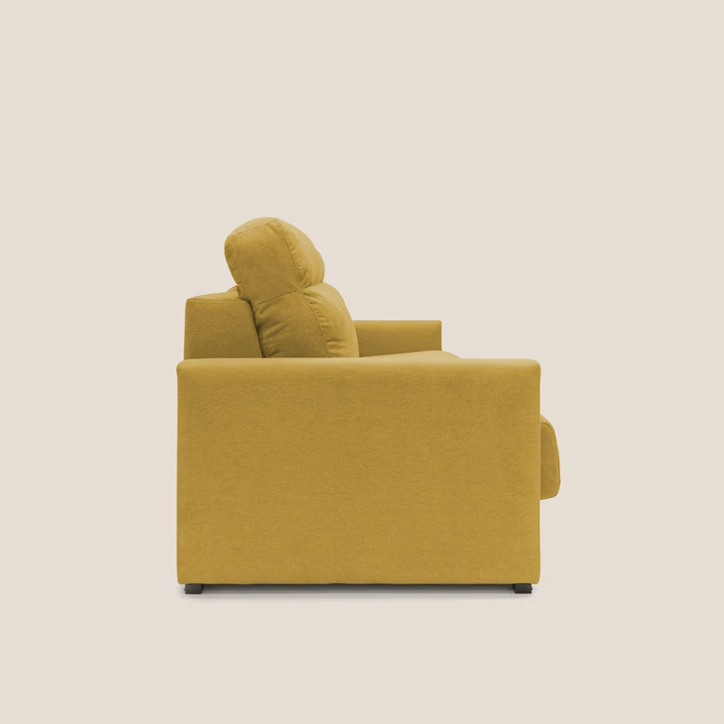 Margot canapé convertible au dossier haut et moelleux en tissu doux imperméable T02 jaune