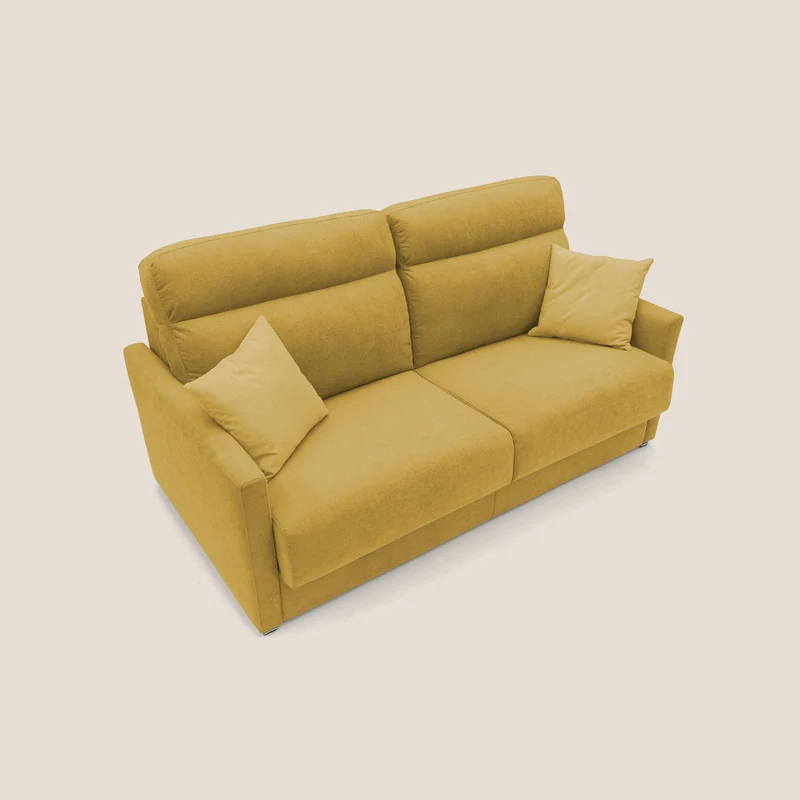 Margot canapé convertible au dossier haut et moelleux en tissu doux imperméable T02 jaune