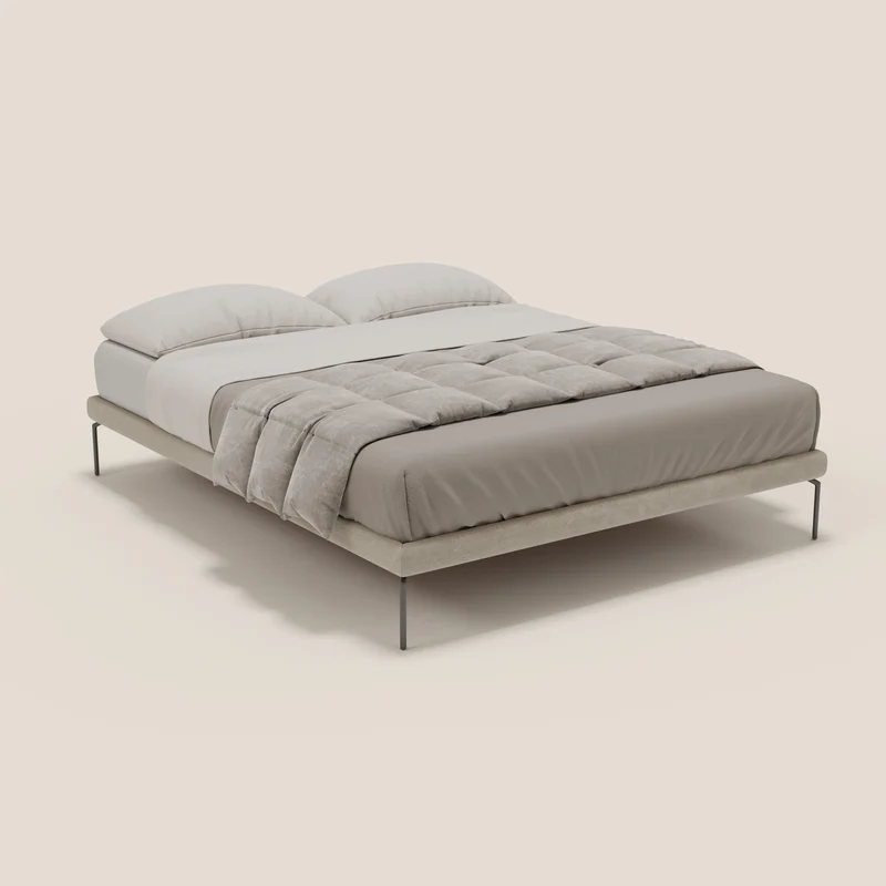 Ring sommier déhoussable avec pieds H 24cm en tissu imperméable T14 Taupe tortora