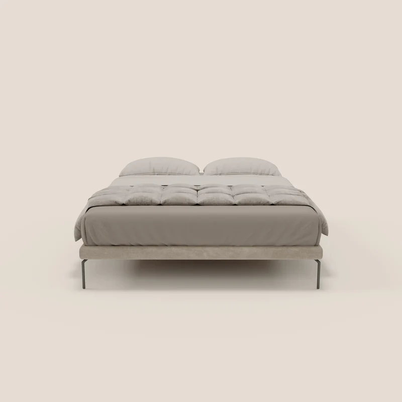 Ring sommier déhoussable avec pieds H 24cm en tissu imperméable T14 Taupe tortora