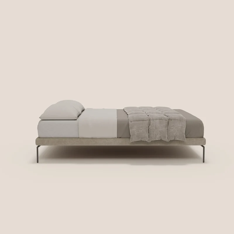 Ring sommier déhoussable avec pieds H 24cm en tissu imperméable T14 Taupe tortora