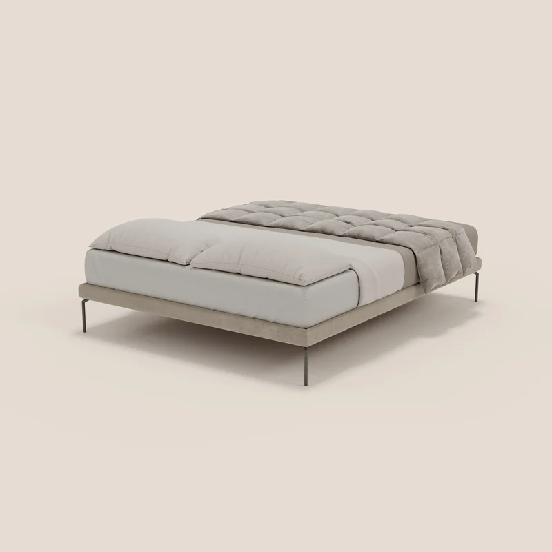 Ring sommier déhoussable avec pieds H 24cm en tissu imperméable T14 Taupe tortora