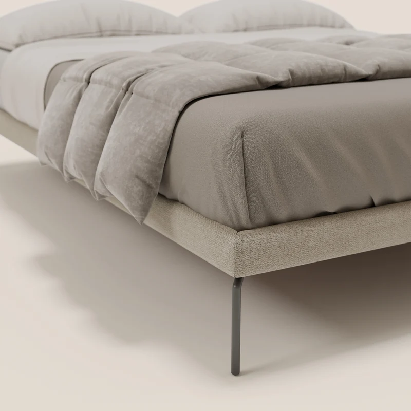Ring sommier déhoussable avec pieds H 24cm en tissu imperméable T14 Taupe tortora