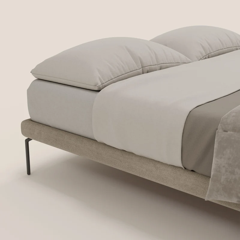 Ring sommier déhoussable avec pieds H 24cm en tissu imperméable T14 Taupe tortora