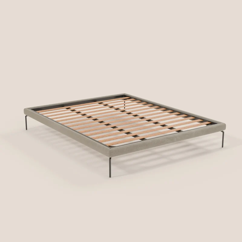 Ring sommier déhoussable avec pieds H 24cm en tissu imperméable T14 Taupe tortora