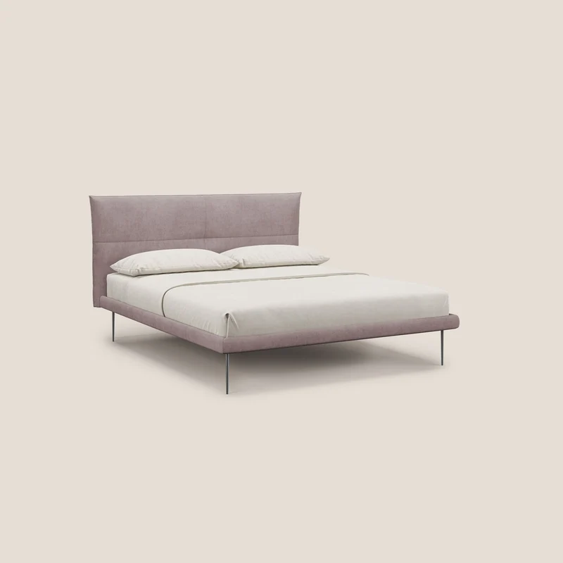 Akiko lit rembourré avec pieds hauts en métal en tissu imperméable T02 rose