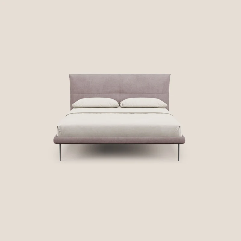 Akiko lit rembourré avec pieds hauts en métal en tissu imperméable T02 rose