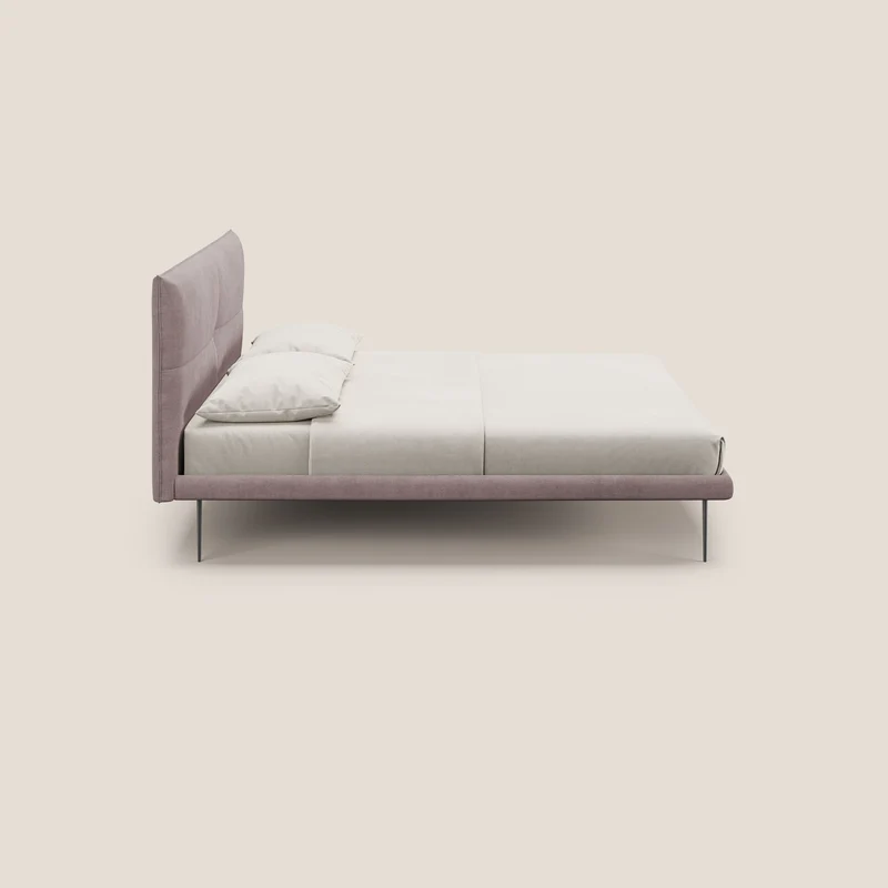Akiko lit rembourré avec pieds hauts en métal en tissu imperméable T02 rose
