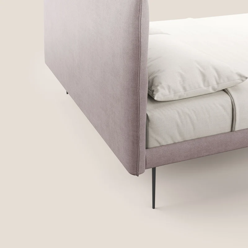 Akiko lit rembourré avec pieds hauts en métal en tissu imperméable T02 rose
