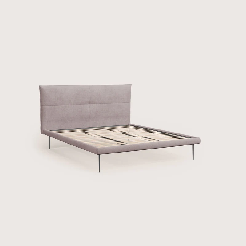 Akiko lit rembourré avec pieds hauts en métal en tissu imperméable T02 rose