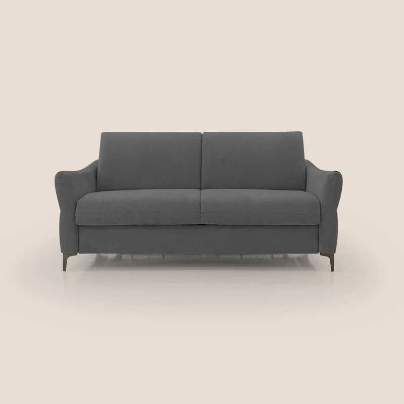 Dalia canapé convertible avec matelas H 18cm et pieds hauts en tissu détachable raffiné T17 anthracite