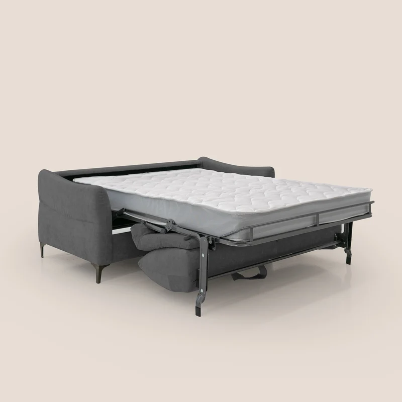 Dalia canapé convertible avec matelas H 18cm et pieds hauts en tissu détachable raffiné T17 anthracite