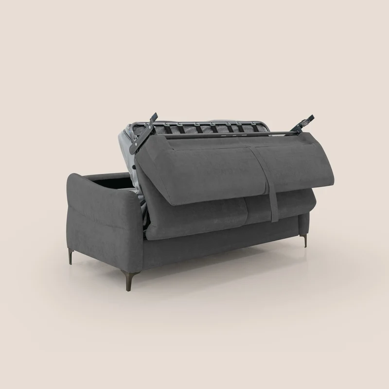 Dalia canapé convertible avec matelas H 18cm et pieds hauts en tissu détachable raffiné T17 anthracite