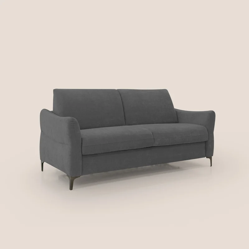 Dalia canapé convertible avec matelas H 18cm et pieds hauts en tissu détachable raffiné T17 anthracite
