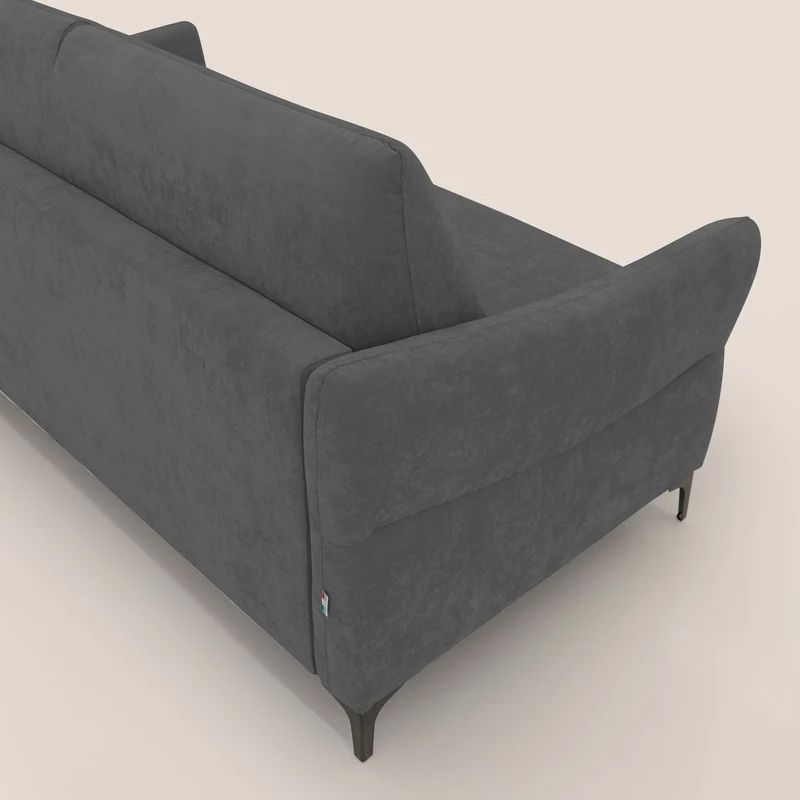 Dalia canapé convertible avec matelas H 18cm et pieds hauts en tissu détachable raffiné T17 anthracite