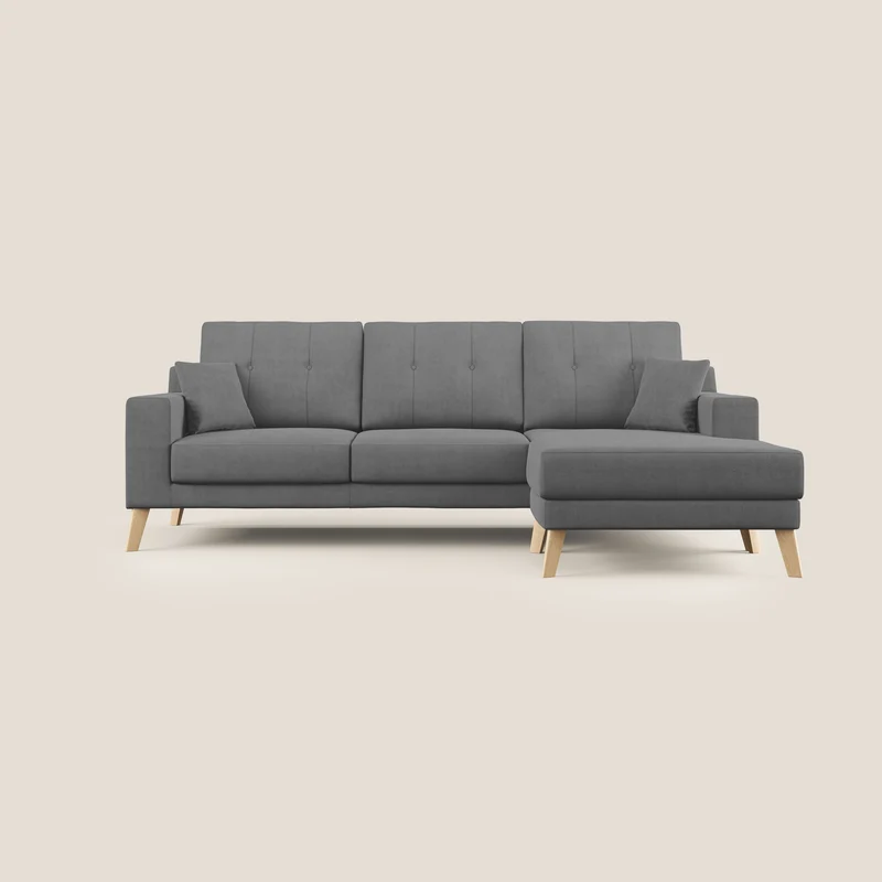 Danish canapé d'angle moderne reversible en tissu doux imperméable T02 gris