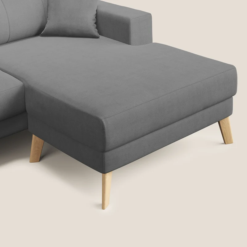 Danish canapé d'angle moderne reversible en tissu doux imperméable T02 gris
