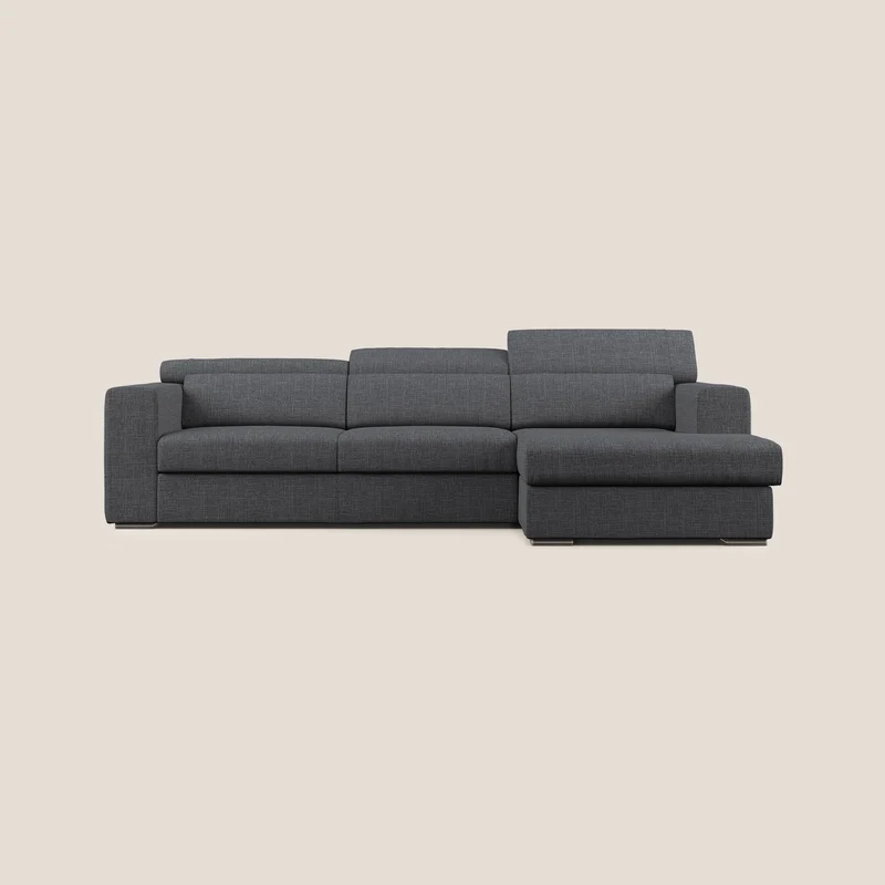 Vegas canapé d'angle avec têtières inclinables en tissu doux imperméable T06 anthracite