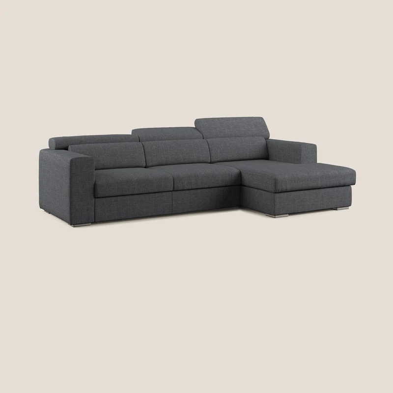 Vegas canapé d'angle avec têtières inclinables en tissu doux imperméable T06 anthracite