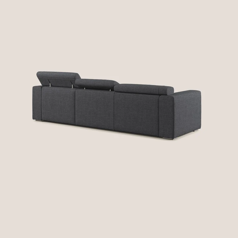Vegas canapé d'angle avec têtières inclinables en tissu doux imperméable T06 anthracite