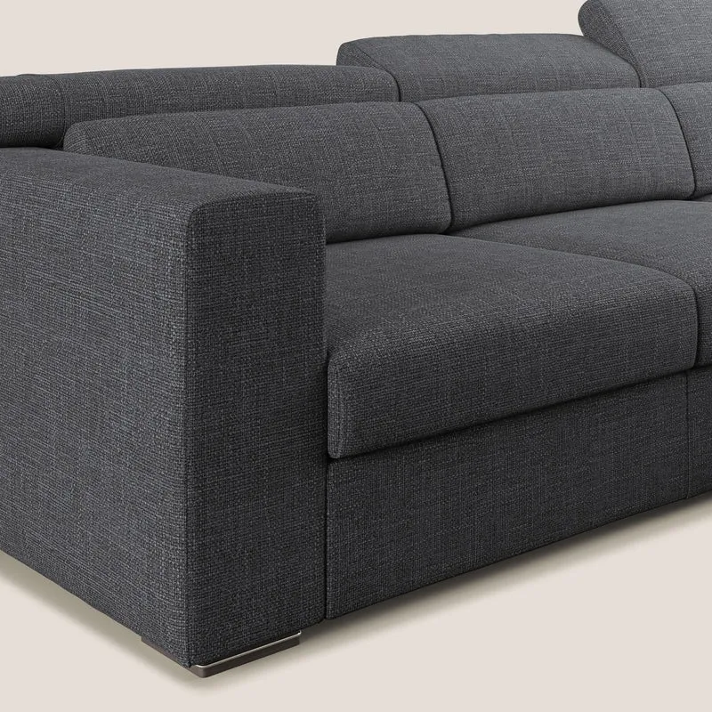 Vegas canapé d'angle avec têtières inclinables en tissu doux imperméable T06 anthracite