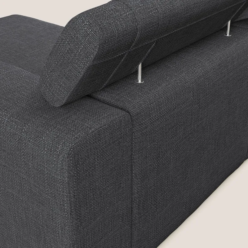 Vegas canapé d'angle avec têtières inclinables en tissu doux imperméable T06 anthracite
