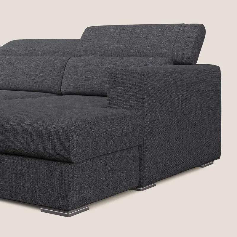 Vegas canapé d'angle avec têtières inclinables en tissu doux imperméable T06 anthracite