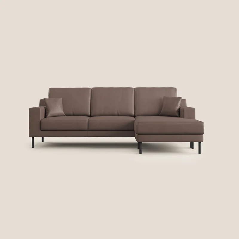 Uranio Canapé d'angle moderne réversible en simili cuir imperméable T04 marron