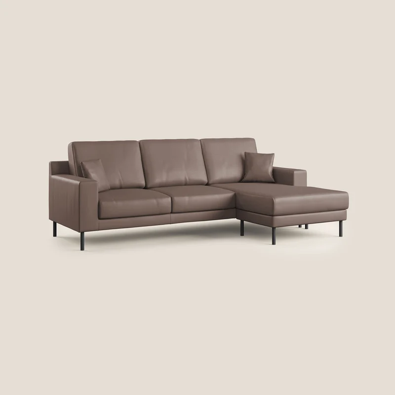 Uranio Canapé d'angle moderne réversible en simili cuir imperméable T04 marron