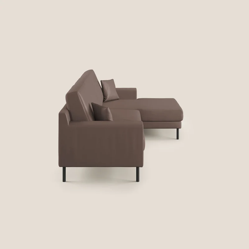 Uranio Canapé d'angle moderne réversible en simili cuir imperméable T04 marron