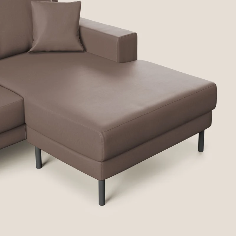 Uranio Canapé d'angle moderne réversible en simili cuir imperméable T04 marron