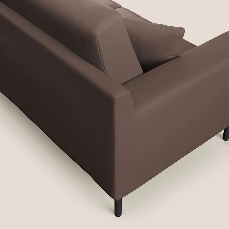 Uranio Canapé d'angle moderne réversible en simili cuir imperméable T04 marron