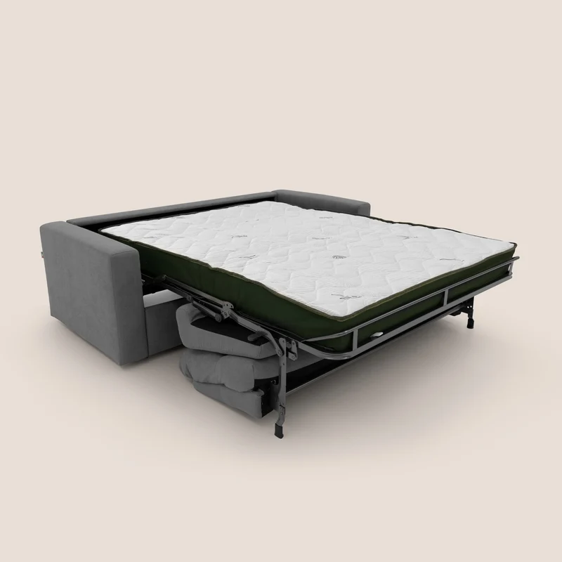 Paloma canapé convertible avec matelas de 18 cm en Aloe Vera en tissu imperméable gris