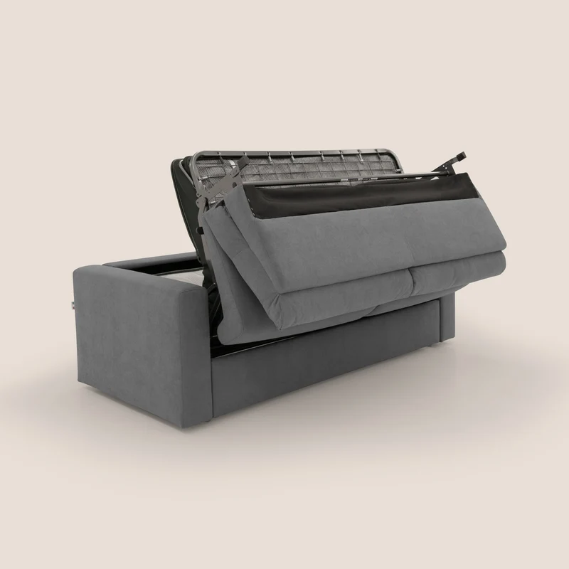 Paloma canapé convertible avec matelas de 18 cm en Aloe Vera en tissu imperméable gris