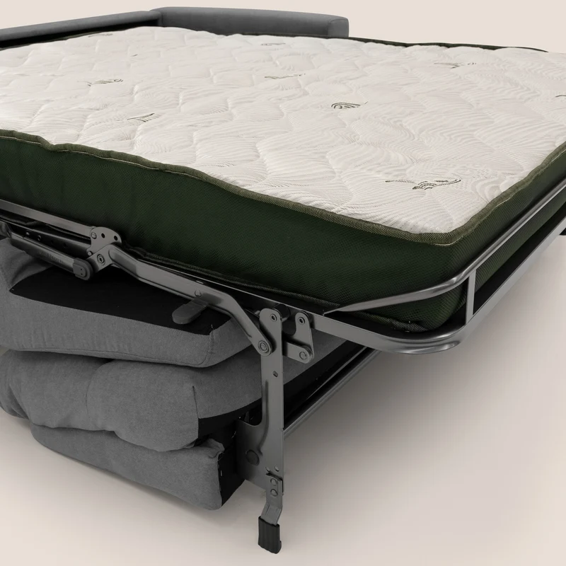Paloma canapé convertible avec matelas de 18 cm en Aloe Vera en tissu imperméable gris